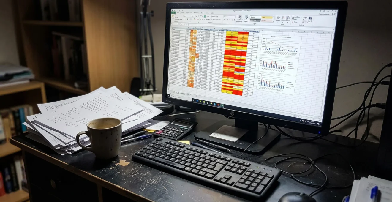 Une équipe marketing face à un tableau Excel plein d'erreurs